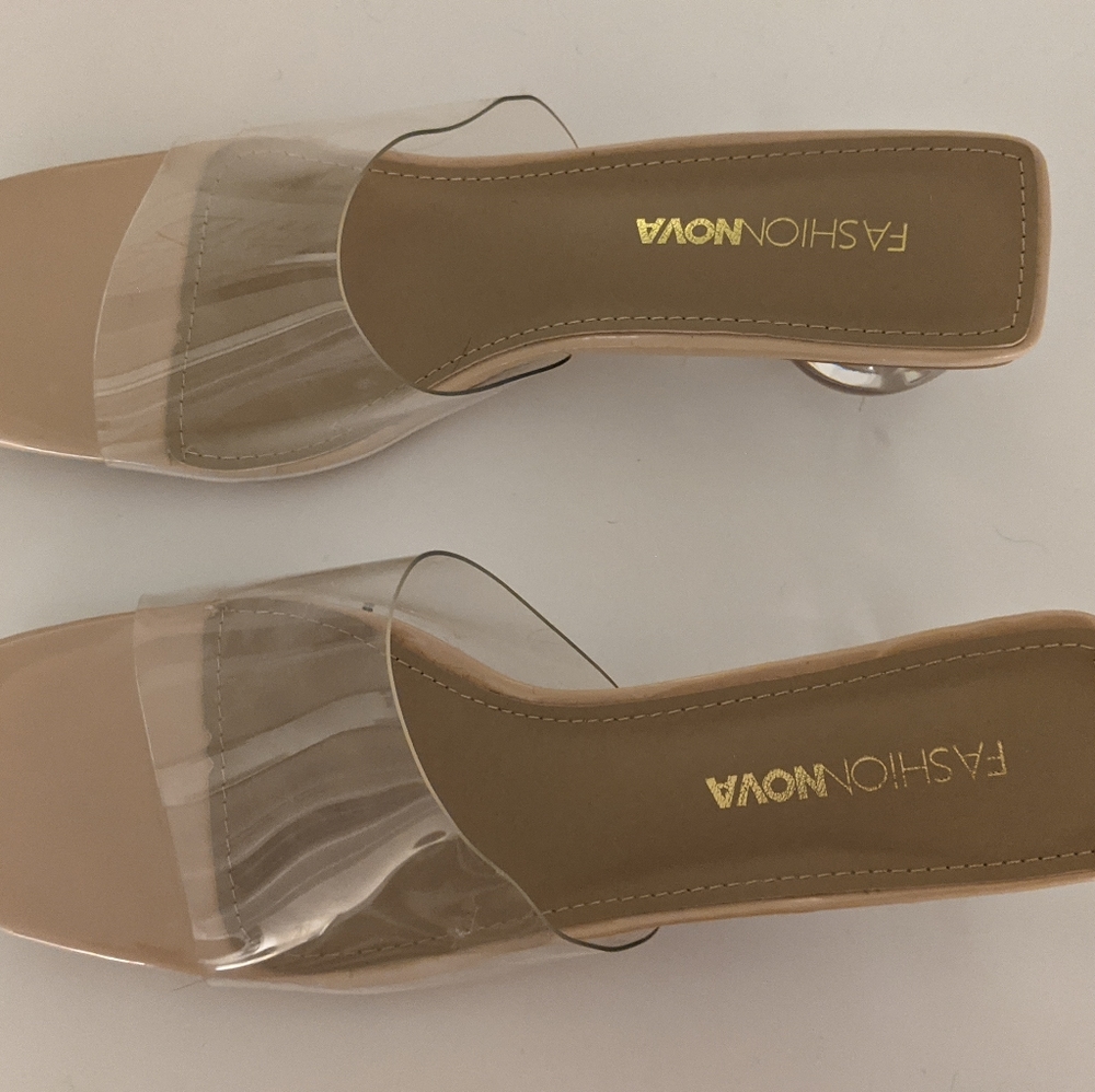 Fashion Nova clear slip on heels